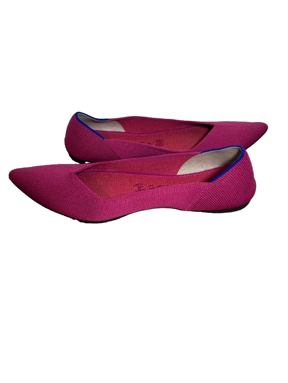 Rothy’s Women’s Knit Slip On Flats Pink & Blue Contrast Trim Pointed Toe Size 9 - Picture 8 of 13